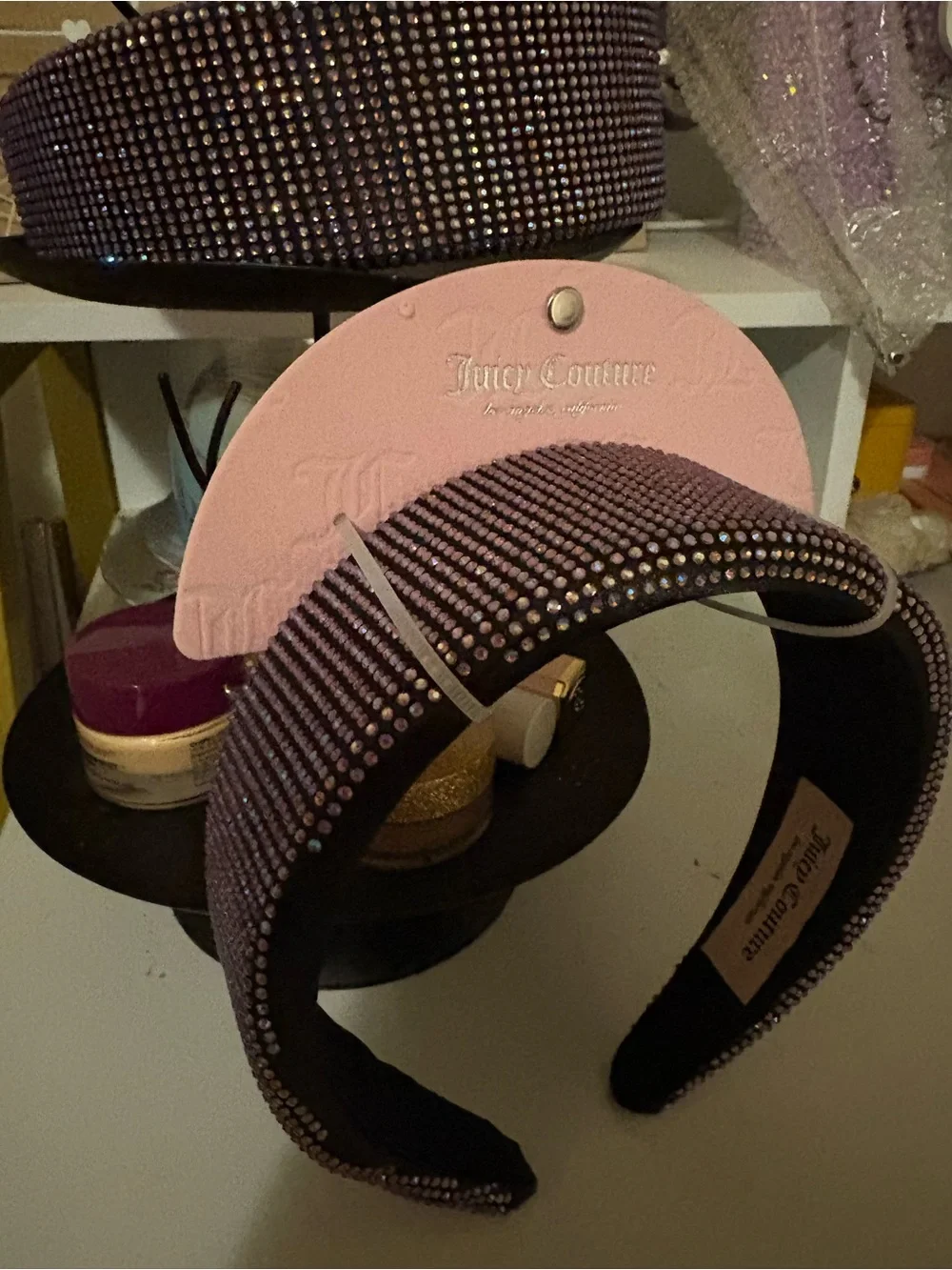 Juicy Couture Purple multi color Crystal Padded Headband